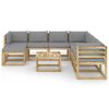 vidaXL Salon de jardin 9 pcs avec coussins bois de pin impr&eacute;gn&eacute;