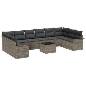 vidaXL Ensemble de canap&eacute; de jardin 11 pcs Gris Poly rotin