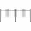 vidaXL Cl&ocirc;ture de jardin avec dessus en forme de lance en acier 337 x 100 cm Noir