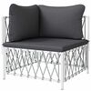 vidaXL Canap&eacute; d'angle de jardin avec coussins blanc tissu tiss&eacute;