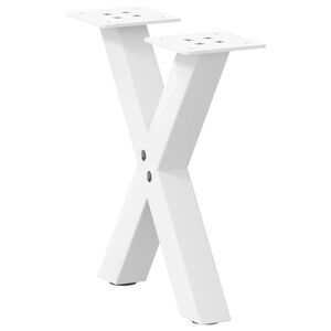 vidaXL Pieds de table basse en forme de X, 2 pi&egrave;ces, blanc, 30 x (30-31) cm, acier