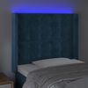 vidaXL T&ecirc;te de lit &agrave; LED Bleu fonc&eacute; 103x16x118/128 cm Velours