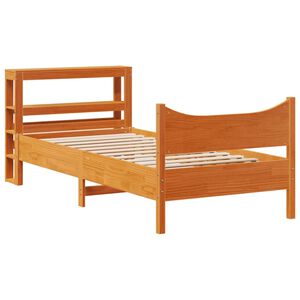 vidaXL Cadre de lit avec t&ecirc;te de lit cire marron 75x190 cm bois de pin
