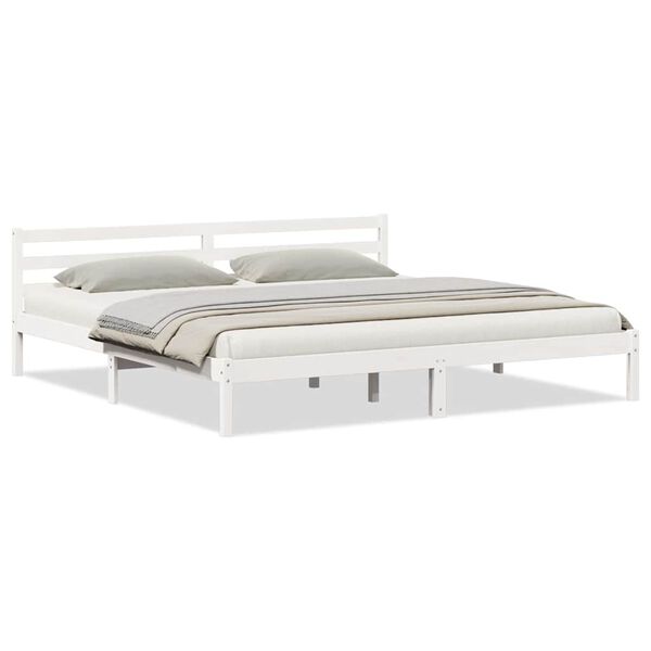 vidaXL Cadre de lit Blanc 208.6 x 157.6 x 69.4 cm Pin massif