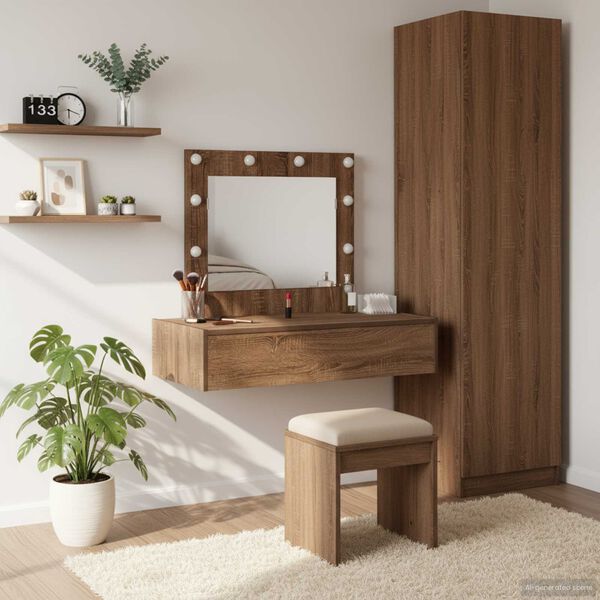 vidaXL Table de Toilette Marron 83 x 40 x 70 cm Bois d'ing&eacute;nierie