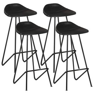 vidaXL Tabourets de bar lot de 4 noir cuir v&eacute;ritable
