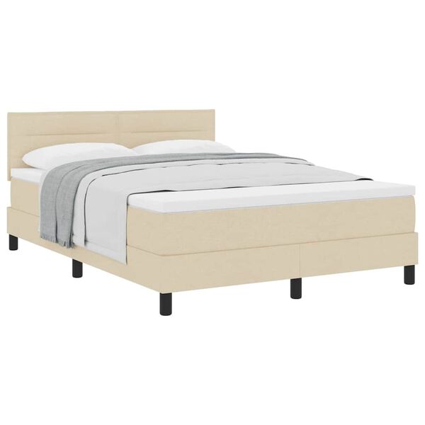 vidaXL Lit boxspring avec matelas Cr&egrave;me 140 x 200 cm tissu