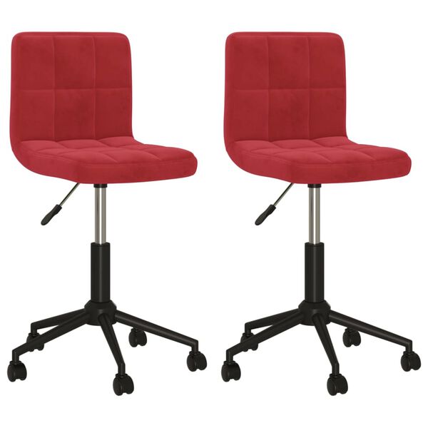 vidaXL Chaises &agrave; manger pivotantes lot de 2 rouge bordeaux velours