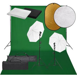 vidaXL Kit de studio photo avec &eacute;clairage toile de fond et r&eacute;flecteur