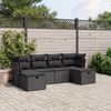 vidaXL Salon de jardin 6 pcs avec coussins noir r&eacute;sine tress&eacute;e