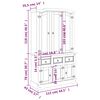 vidaXL Buffet haut Corona blanc 112x43x196 cm bois massif pin mexicain