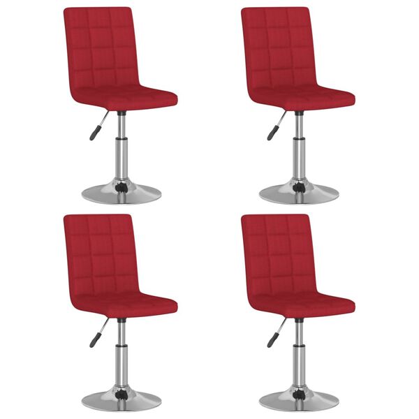 vidaXL Chaises pivotantes &agrave; manger lot de 4 rouge bordeaux tissu