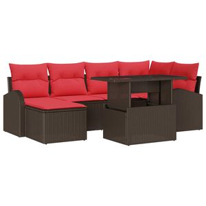 vidaXL Ensemble de canap&eacute; de jardin 7 pc Marron Poly rotin