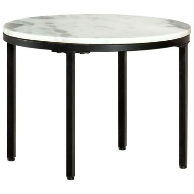vidaXL Table basse Blanc et noir Ø50 cm Marbre solide véritable