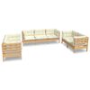 vidaXL Salon de jardin 7 pcs avec coussins cr&egrave;me bois de pin massif