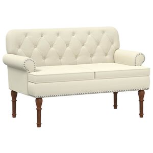 vidaXL Canap&eacute; love seat avec capitonnage en boutons Cr&egrave;me Simili cuir