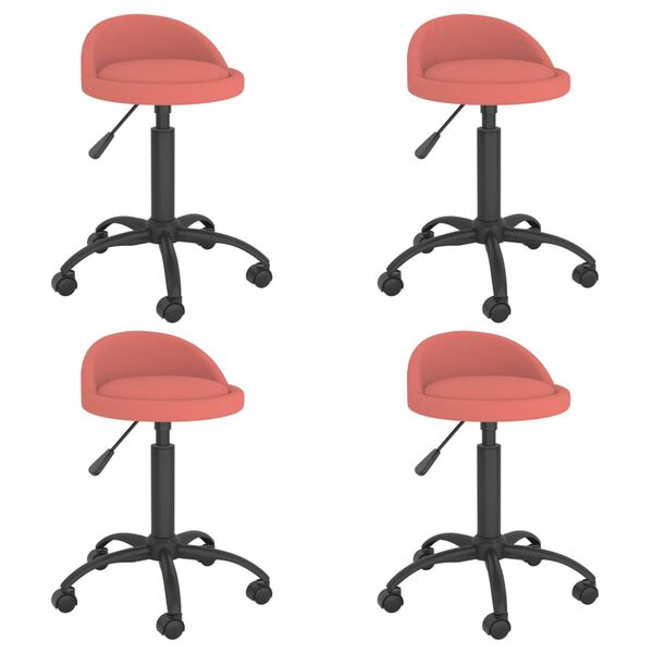 vidaXL Chaises &agrave; manger pivotantes lot de 4 Rose Velours