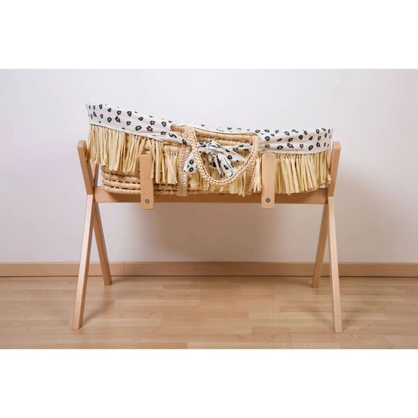 CHILDHOME Panier Mo&iuml;se raphia avec matelas et housse L&eacute;opard
