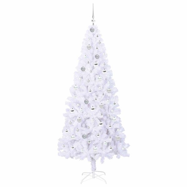 vidaXL Sapin de No&euml;l artificiel avec 300 LED Blanc 210 cm PVC et Acier
