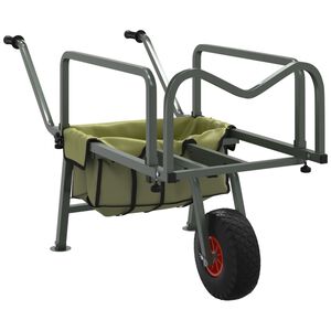 vidaXL Chariot de p&ecirc;che vert avec roue acier enduit de poudre
