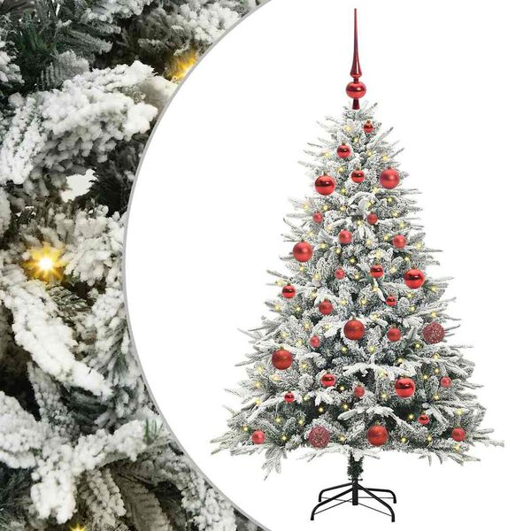 vidaXL Arbre de No&euml;l artificiel pr&eacute;-&eacute;clair&eacute; avec ensemble de boules