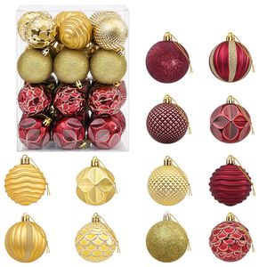vidaXL Ensemble de boules de No&euml;l 36 pc Or et rouge bordeaux 6 cm