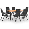 vidaXL Ensemble &agrave; manger de jardin 7 pcs noir et marron