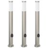 vidaXL Bornes lumineuses avec sortie lot de 3 80 cm acier inoxydable IP44