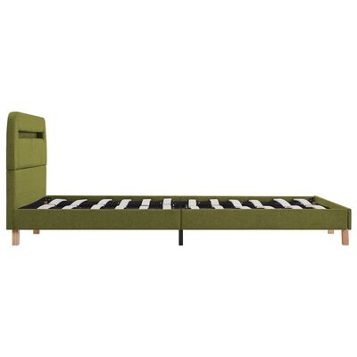 vidaXL Cadre de lit avec LED sans matelas vert tissu 140x200 cm