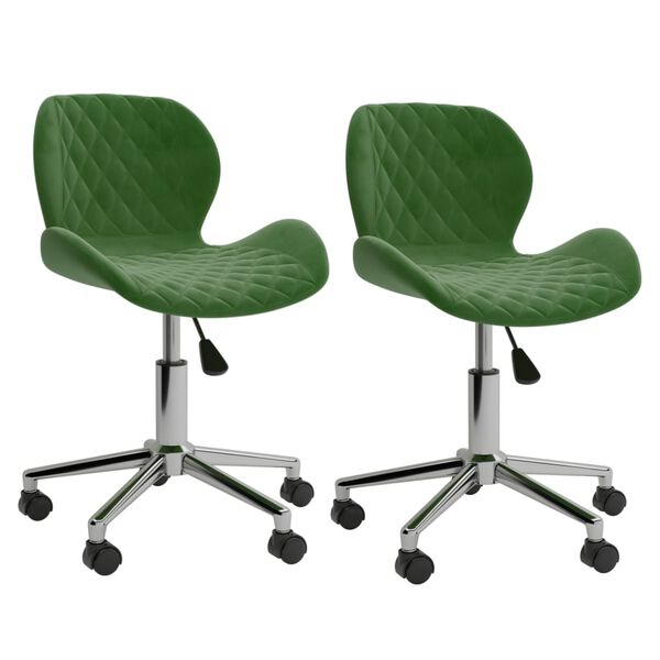 vidaXL Chaises pivotantes &agrave; manger lot de 2 Vert fonc&eacute; Velours