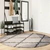 vidaXL Tapis shaggy &agrave; poils longs moderne beige et anthracite &Oslash; 200 cm