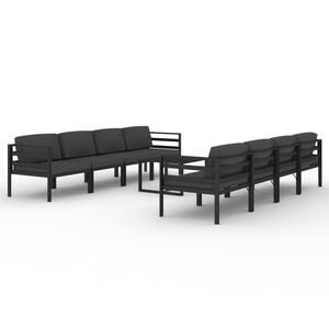 vidaXL Salon de jardin 9 pcs avec coussins Aluminium Anthracite
