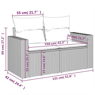 vidaXL Salon de jardin 4 pcs avec coussins noir résine tressée