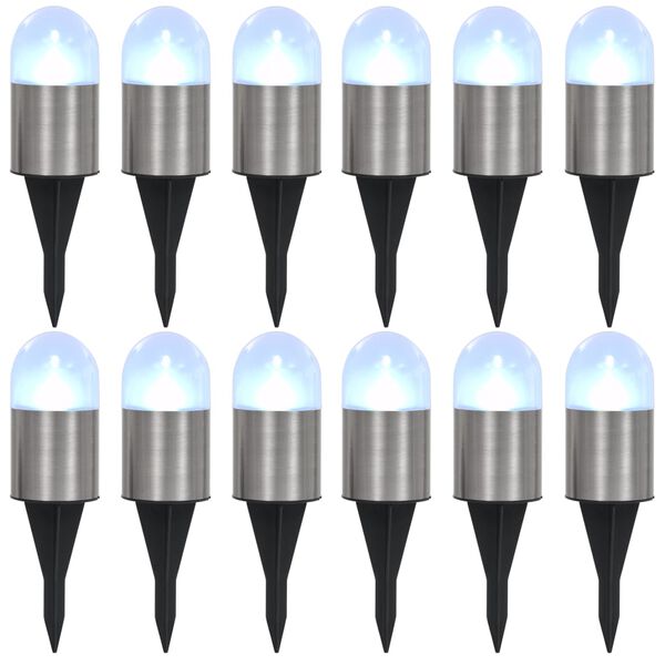 vidaXL Lampe solaire au sol 12 pcs Lumi&egrave;res LED blanches