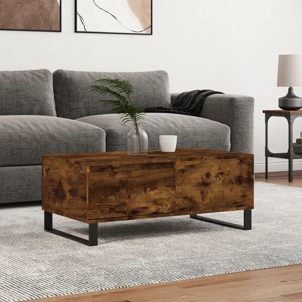 vidaXL Table basse Ch&ecirc;ne fum&eacute; 90x50x36,5 cm Bois d'ing&eacute;nierie