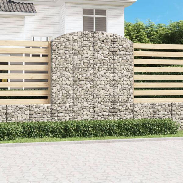 vidaXL Panier de gabions arqu&eacute; 200x50x220/240 cm Fer galvanis&eacute;