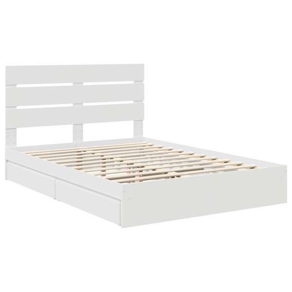 vidaXL Lit de Rangement Blanc 140 x 190 cm Bois d'ing&eacute;nierie
