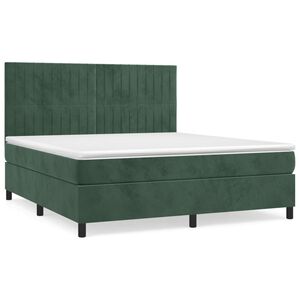 vidaXL Sommier &agrave; lattes de lit et matelas Vert fonc&eacute; 160x200cm Velours