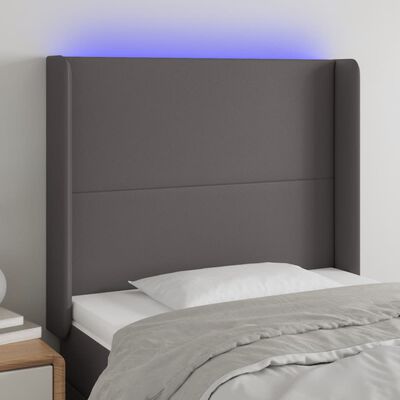 vidaXL Tête de lit à LED Gris 93x16x118/128 cm Similicuir