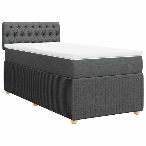 vidaXL Sommier &agrave; lattes de lit avec matelas Gris fonc&eacute; 100x200cm Tissu