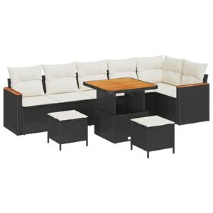 vidaXL Ensemble de canap&eacute; de jardin 9 pc 6-Nombre de places Noir