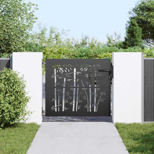 vidaXL Porte de Jardin Noir 85 x 100 cm Acier peint par poudre