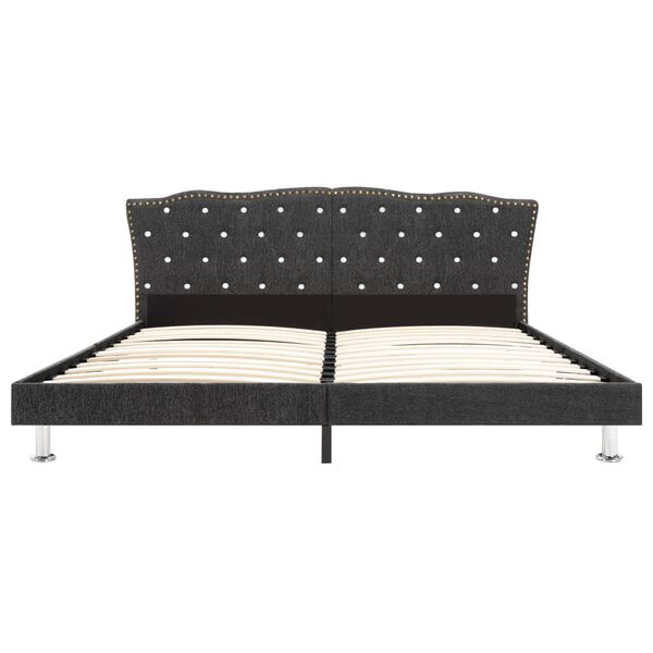 vidaXL Lit avec matelas Gris fonc&eacute; Tissu 160x200 cm