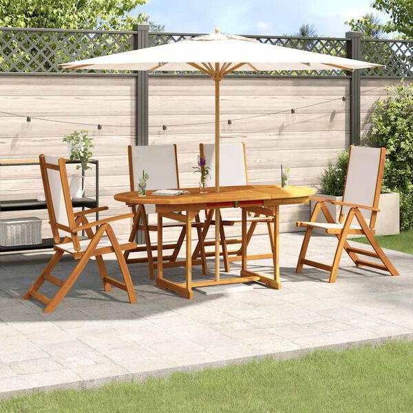 vidaXL Ensemble &agrave; manger de jardin 5pcs bois d'acacia solide textil&egrave;ne