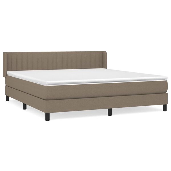vidaXL Sommier &agrave; lattes de lit avec matelas Taupe 180x200 cm Tissu