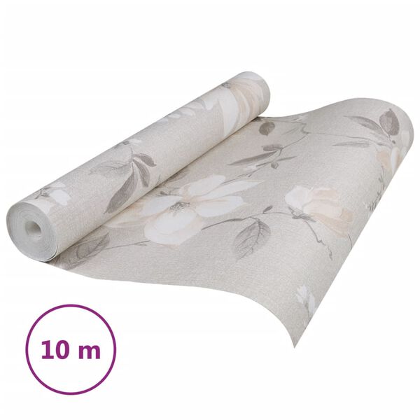 vidaXL Papier peint 3D motif de fleur gris 10x0,53 m non tiss&eacute;