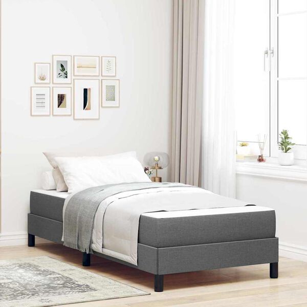 vidaXL Lit &agrave; ressorts avec matelas Gris fonc&eacute; 90 x 200 cm tissu