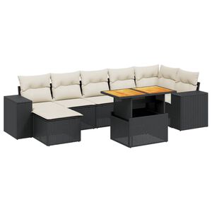 vidaXL Salon de jardin 8 pcs avec coussins noir r&eacute;sine tress&eacute;e