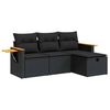 vidaXL Salon de jardin 4 pcs avec coussins noir r&eacute;sine tress&eacute;e