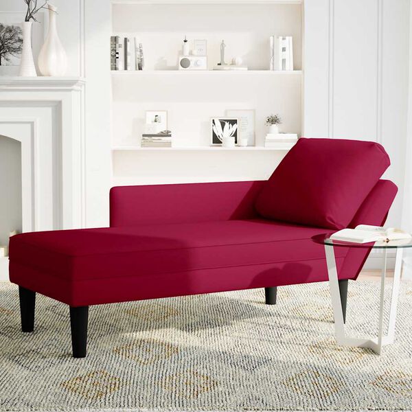 vidaXL Fauteuil long avec coussin et accoudoir droit rouge bordeaux